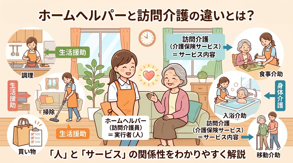ホームヘルパーと訪問介護の違い